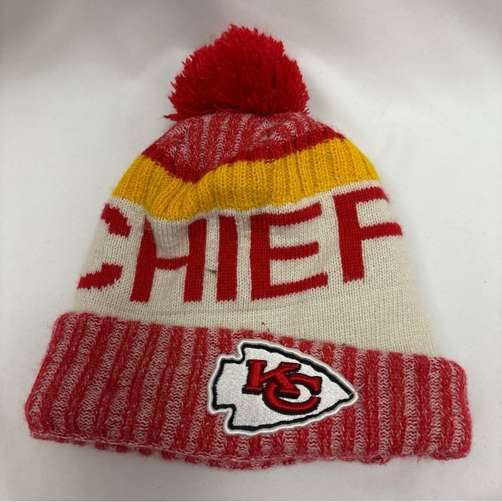 NFL New Era Kansas City Chiefs Winter Knit Cuffed Pom Beanie Hat, Adult One Size